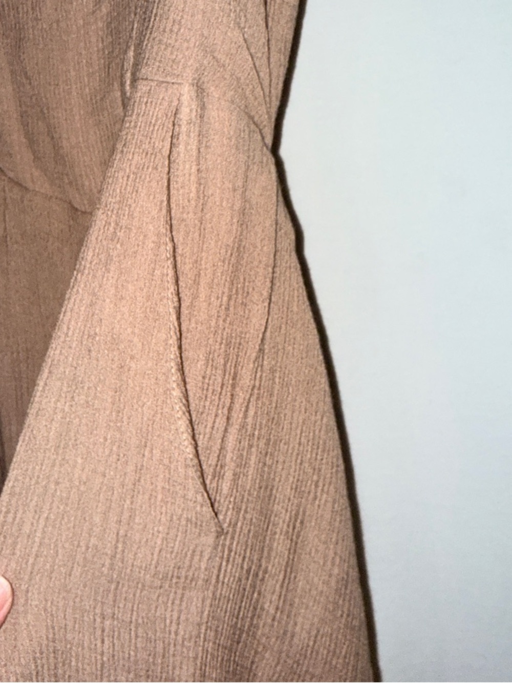 Sweet Lovely by Jen Taupe Textured Wide Leg Jumpsuit Tie Back Small NWOT - Picture 4 of 9